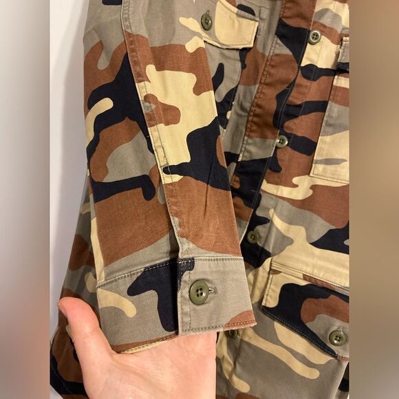 NWT outerknown camo utility jacket camouflage print Sz L linen blend cotton - Picture 6 of 13